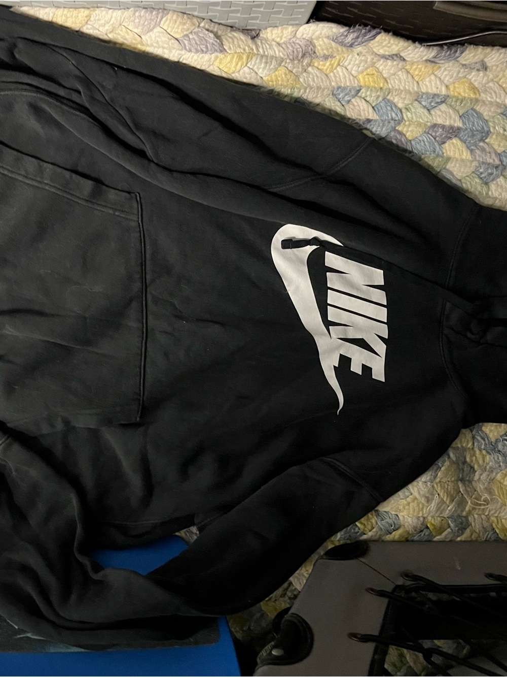 Nike Black Hoodie with White Swoosh Logo